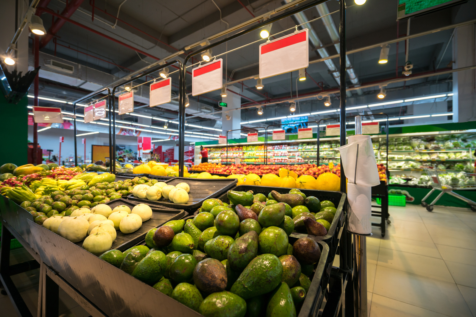 Fresh Fruits on Shelf in Supermarket